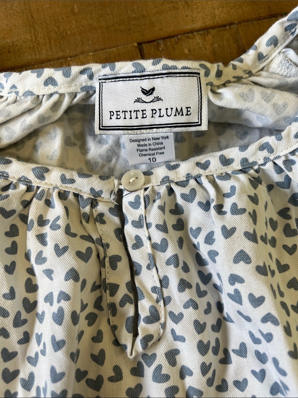 Petite plume blue heart long sleeve nightgown girls 10 - Picture 3 of 5